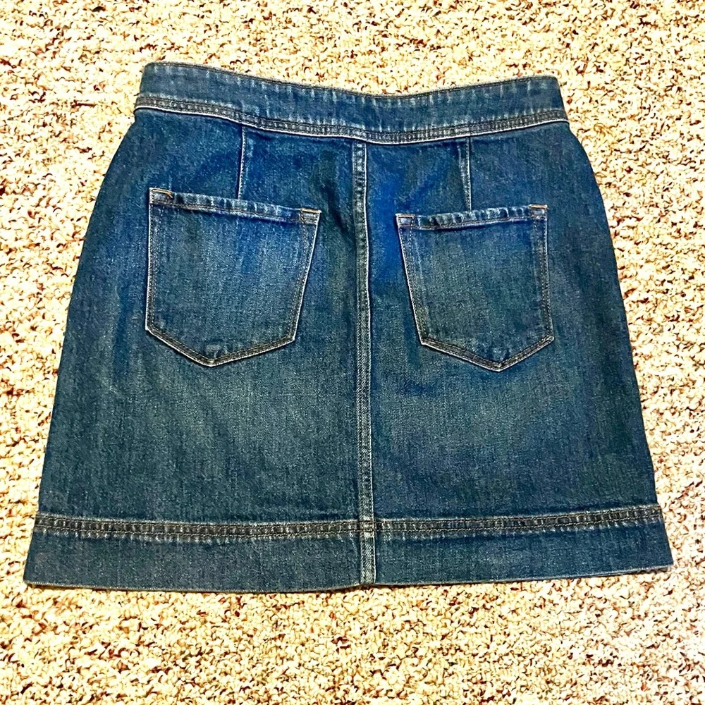 Loft Button Front Denim Blue Jean Mini Skirt Size 0